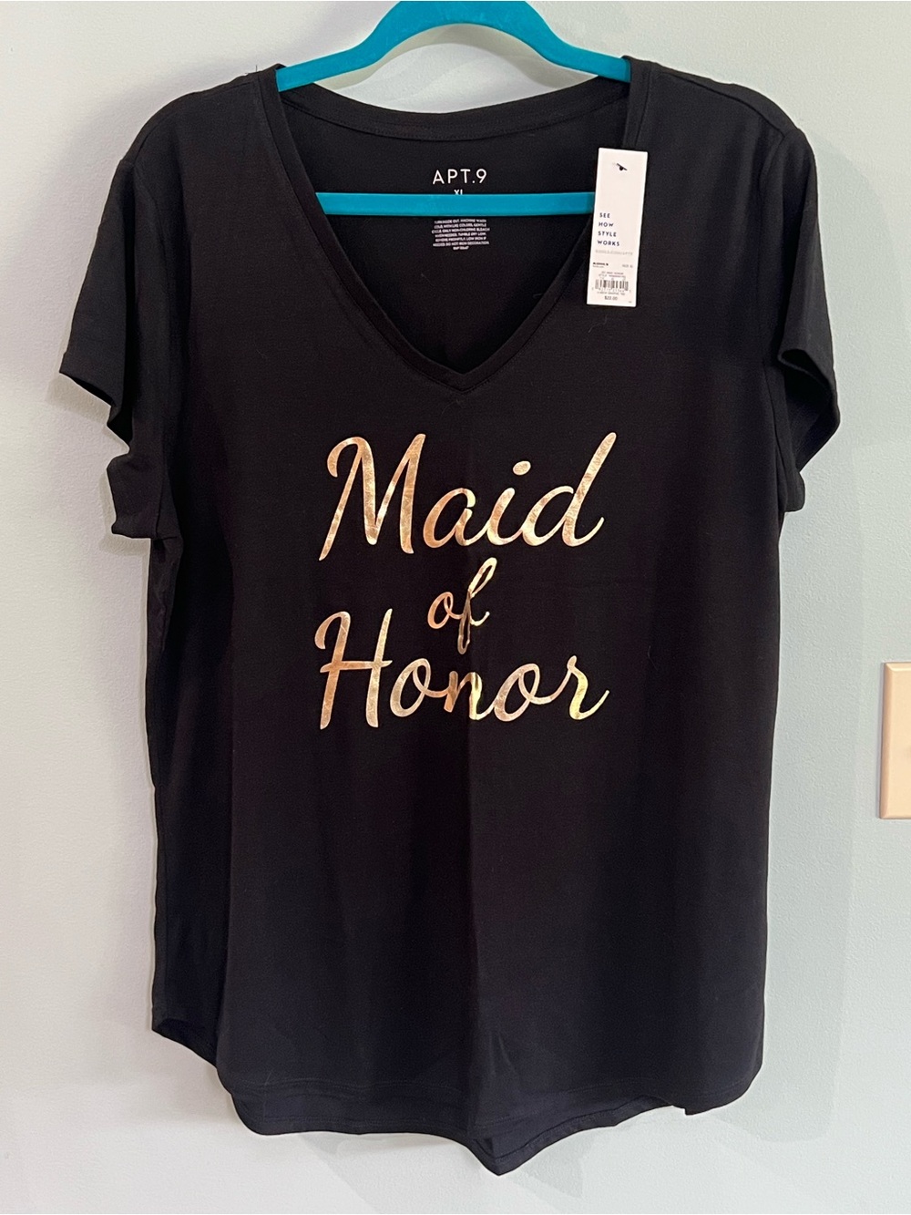 Apt. 9 Black V-Neck “Maid of Honor” Tee